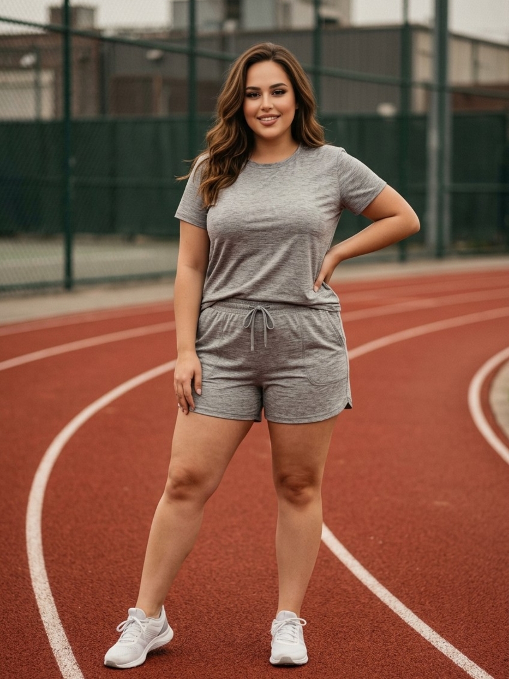 NWT St. John's Bay Heathered Light Gray Mid Rise Shorts Sz XXL